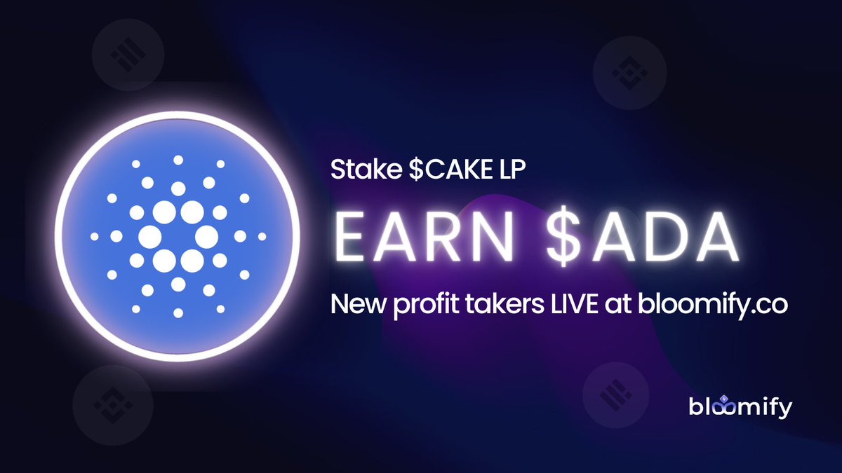 BloomifyApp's tweet image. Love $CAKE and also love $ADA in your wallet? Stake your $CAKE LP and earn Cardano in an autcompounding bank (keeps earning more $ADA 🤤).

Thank supermods 
@Lambig561
 and 
@ChrisOB95340775
 for this request! They're always looking out for our community! 🫶 #BSC