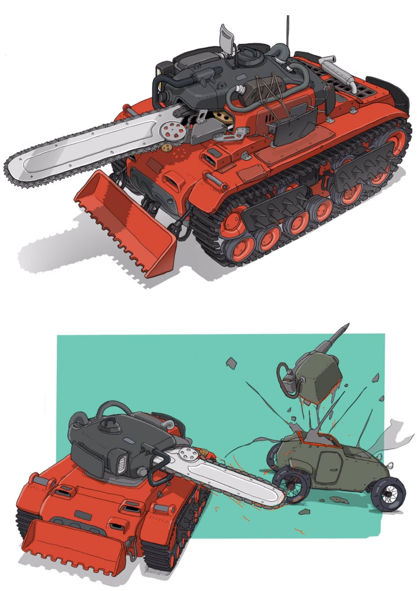 「Chainsaw tank#メカ #イラスト #illustration  #m」|がとりんぐ三等兵のイラスト