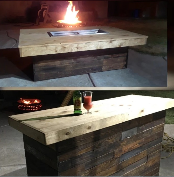 OurRusticFamily's tweet photo. We built this set for a client out door area Rustic Bar and Firepit Table...#rustic #woodworking #firepittables #OurRusticFamily https://t.co/zAQZgbUCoO