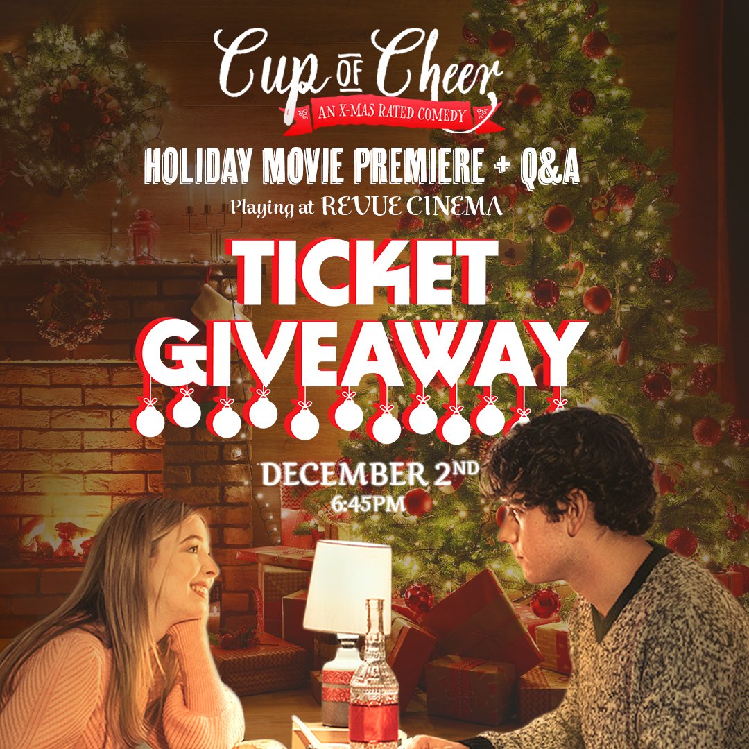 MovieSceneCan's tweet photo. #CONTEST: Kick off the holiday season at the premiere of CUP OF CHEER🎄 at Toronto's The Revue  Dec 2nd. An exclusive screening with Q&amp;A with the stars and writer/director.

To enter:
1. Like this post
2. RT
3. Follow @gametheoryfilms

Deadline: Tuesday, Nov 29 @ 11:59am (est) https://t.co/4ESMx1ZEEa