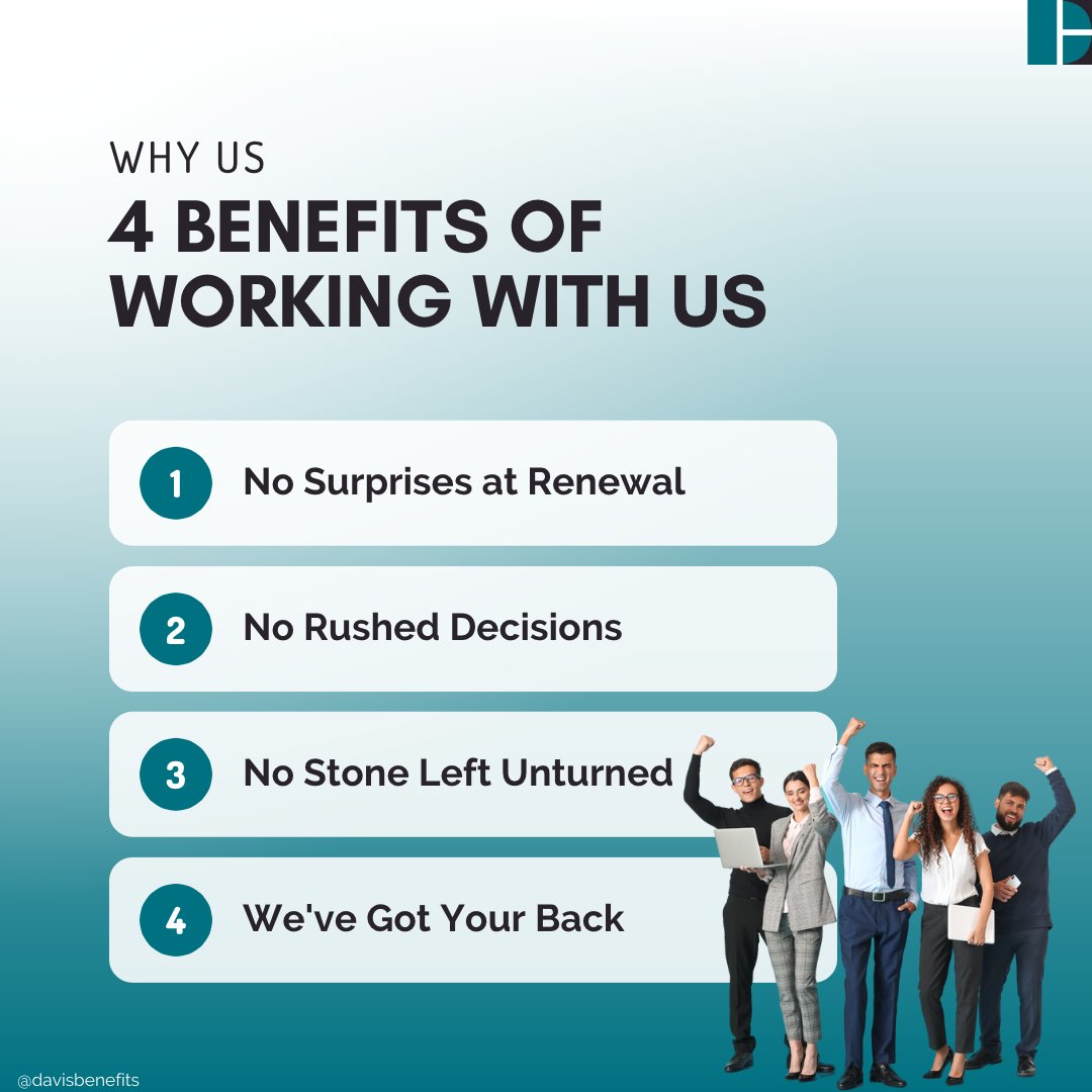 DavisBenefits's tweet photo. We provide an #activemanagement approach to our advisory to deliver these benefits. Proactively assessing risks and opportunities, pre-renewal planning, and providing ongoing support are just part of the way we take care of you. https://t.co/F0ornWLdON