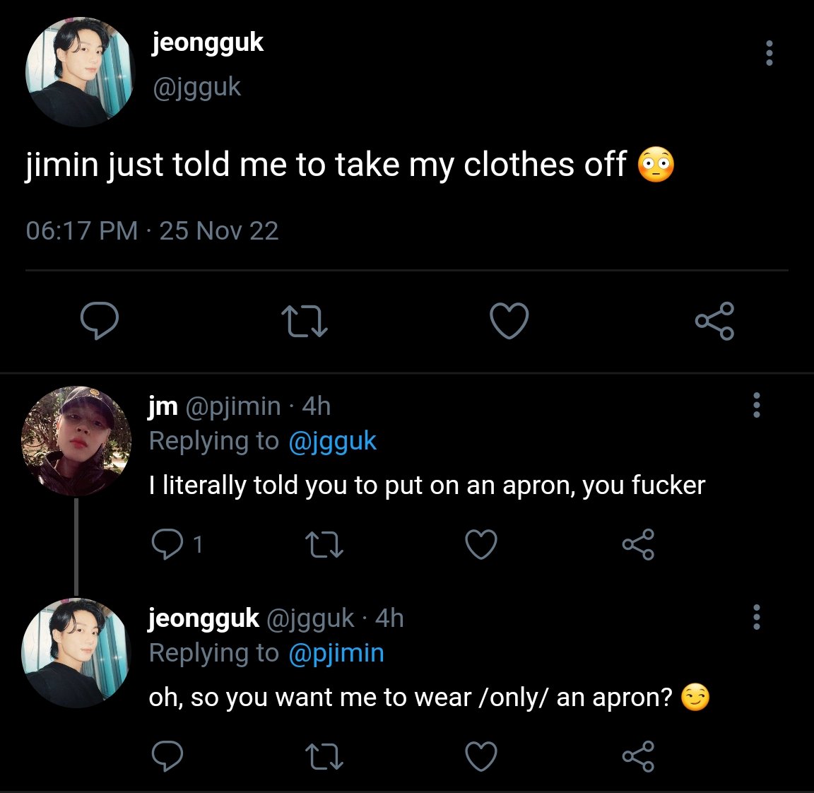 KOOKI3SLUVR's tweet photo. 「 thankful 」— a Thanksgiving #jikookau 

where it's jm and jk's turn to prepare the dinner for Thanksgiving. the only problem is that they're exes and they don't get along well. one thing is for sure, though; it's not only cooking that happens in that kitchen. https://t.co/XmPOBGyZju
