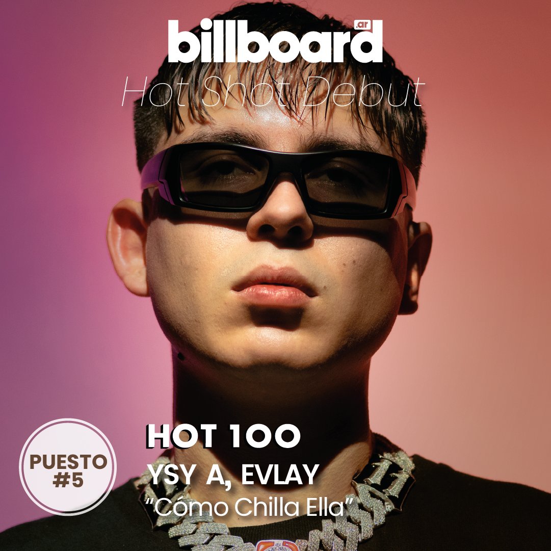 BillboardArg's tweet photo. 📈 #BillboardArgentinaHot100: @ysy__a y #Evlay se llevan el #HotShotDebut de la semana ⚡
#CómoChillaElla ingresa en el 5° y logra el debut más alto 🚀
🏆 #YSYSMO rompió un récord: es el primer álbum en ingresar enteramente al chart argentino en la misma semana 🔥 https://t.co/CtNwmF1lOK