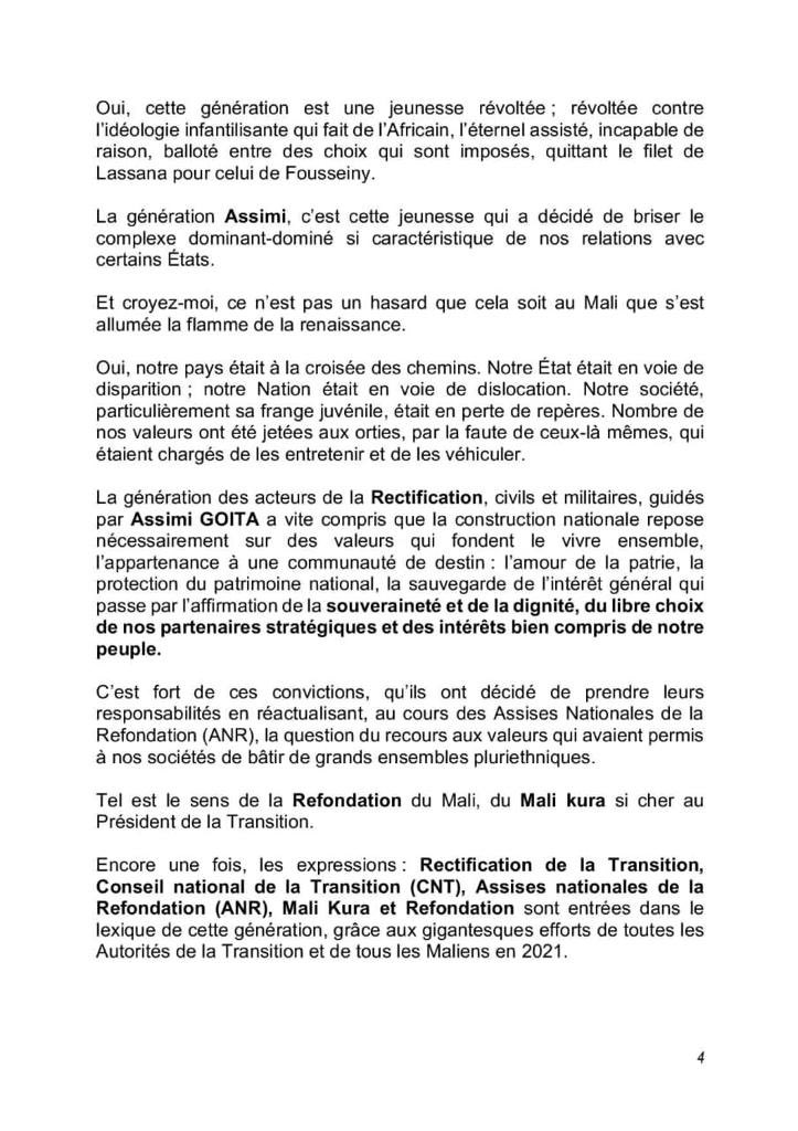 # Mali- politique/ contenu de l'intervention  à la télévision malienne ce 25/11 du Premier ministre Choguel Maïga , quatre mois après son retrait de la vie politique pour cause de maladie