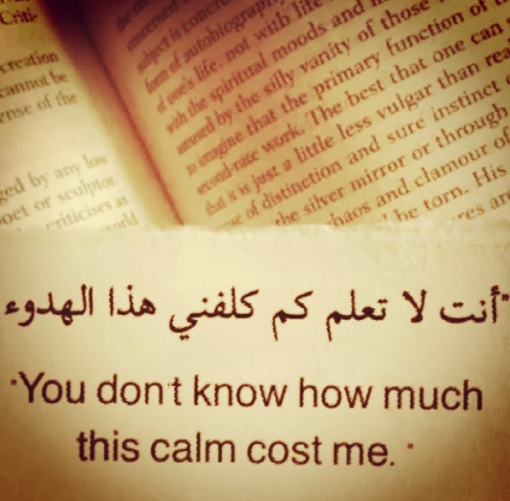 أنت حقاً لا تعلم كم كلفني هذا الهدوء