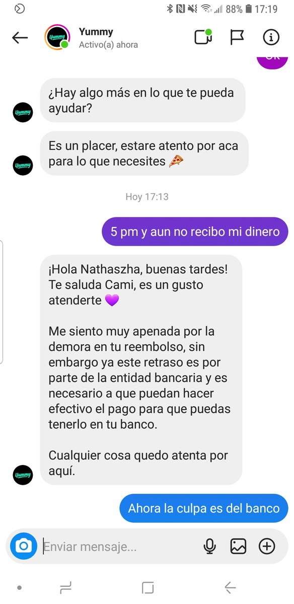 Nathaszha's tweet photo. Es increibe¡ @yummy_superapp dice que hizo el pago el martes, pero ahora es el banco quien no me ha pagado. Irónicamente cuándo yo pague el pago se hizo inmediatamente. https://t.co/ovviCCQR6q