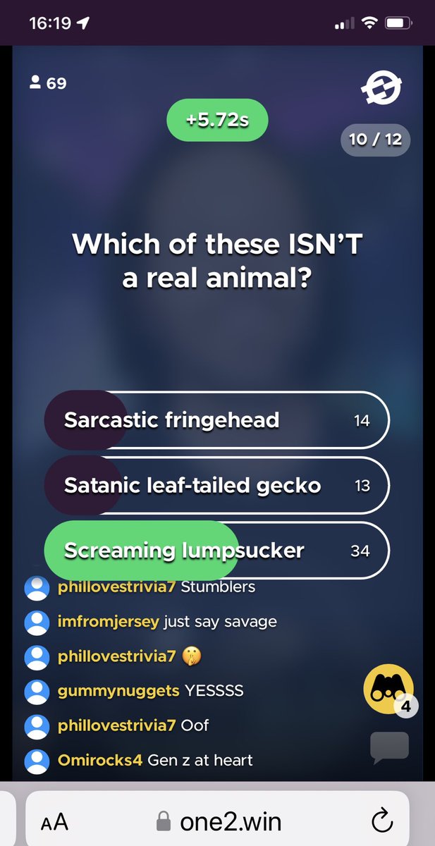 PJM143's tweet photo. ⁦@TimothyDunn ⁦@GranPC⁩ ⁦@one2_win⁩
1st, I want Jesus to know I picked out the hilarious #ScreamingLumpsucker !  Then🚨BREAKING NEWS: ⁦
It happened. I finally beat ⁩ ⁦@eybyon⁩ at ANYTHING. Only took 3 YEARS 🤣🤣 and I got BINOCULARS BABY!  #One2Win https://t.co/zzewJR4ZhS