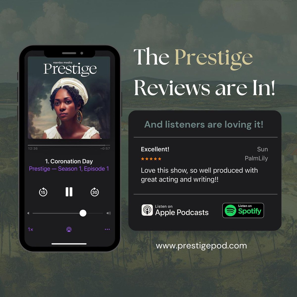 Prestigethepod's tweet photo. The Episode 1 Prestige reviews are in and we’re feeling the love! 🙏🏾🇭🇹❤️

Thank you for your support! 
#Haiti #podcasts #audiodrama https://t.co/GWYFuaMIZs