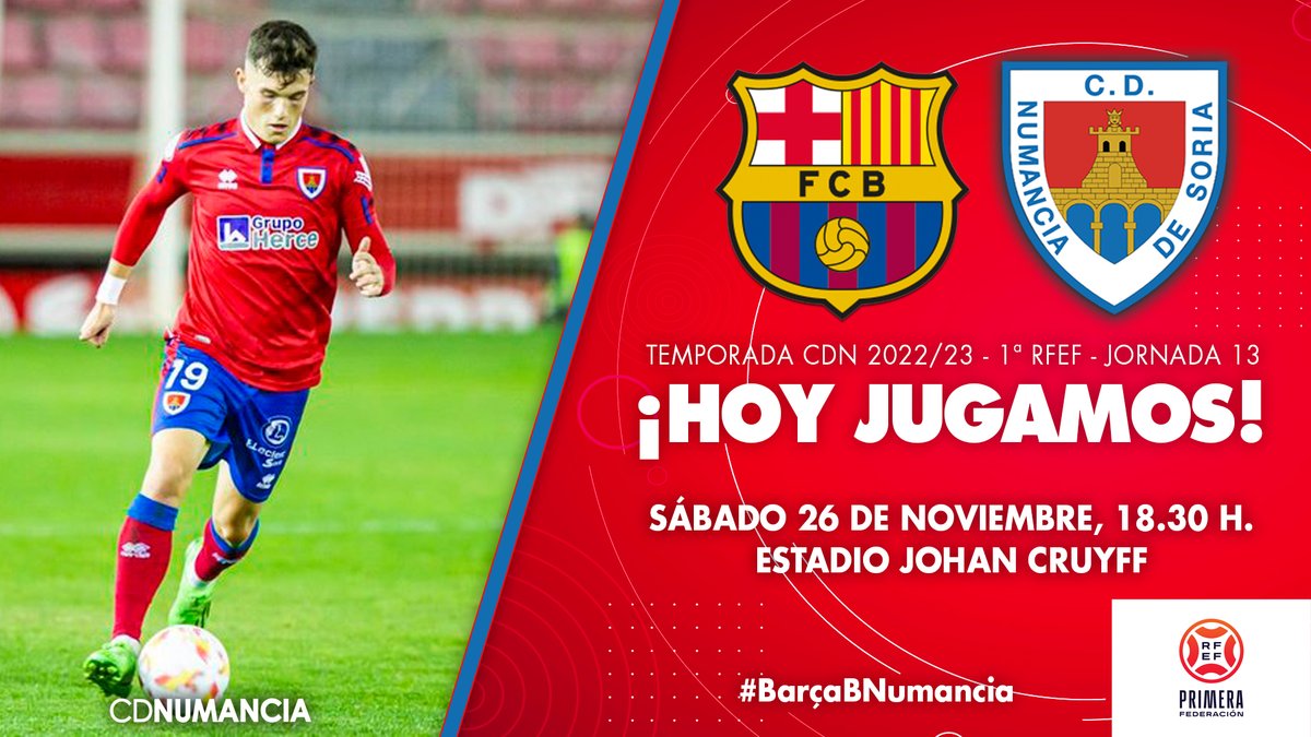 cdnumancia's tweet photo. ยกBuenos dรญas #numantinโคs!
ยกยกHoy es #DรญaDePartido #MatchDay!!
#DรญaDeNumancia en el Johan Cruyff ante el #BarcaB
ยกยกยกHOY JUGAAAAMOOS!!! โฝ https://t.co/WCPfGl8bkh