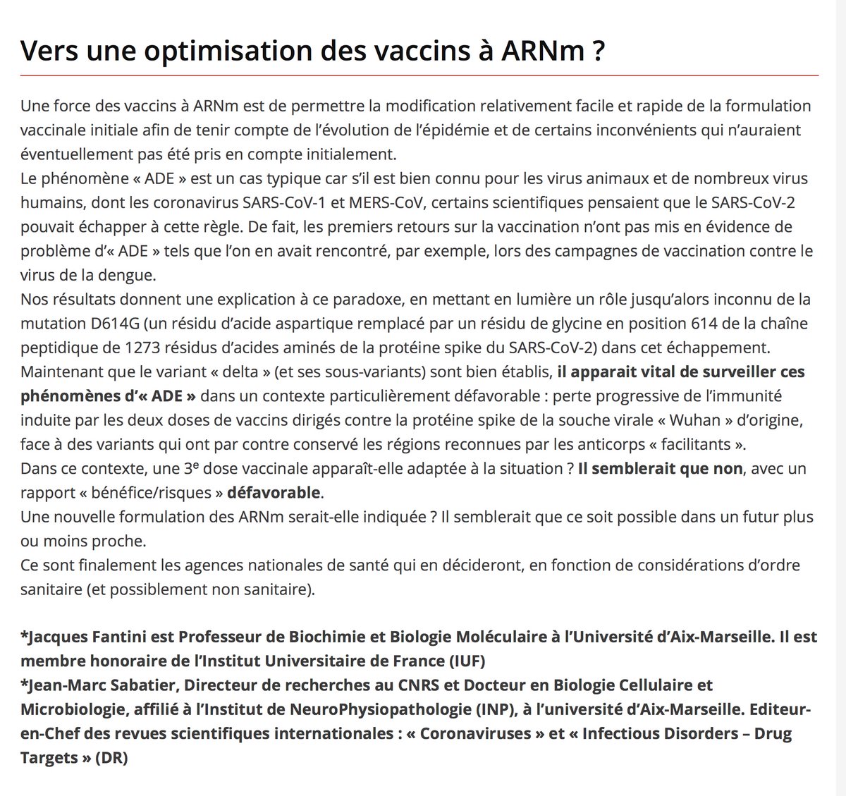 + on a reçu de doses + on risque d'attraper le COVID
Cela fait + d'1 an que je l'écris et le prouve
Ces injection expérimentales diminuent nos défenses immunitaires =&gt; hausse des cancers et des infections
Après l'armée américaine, l'armée allemande le dénonce  !