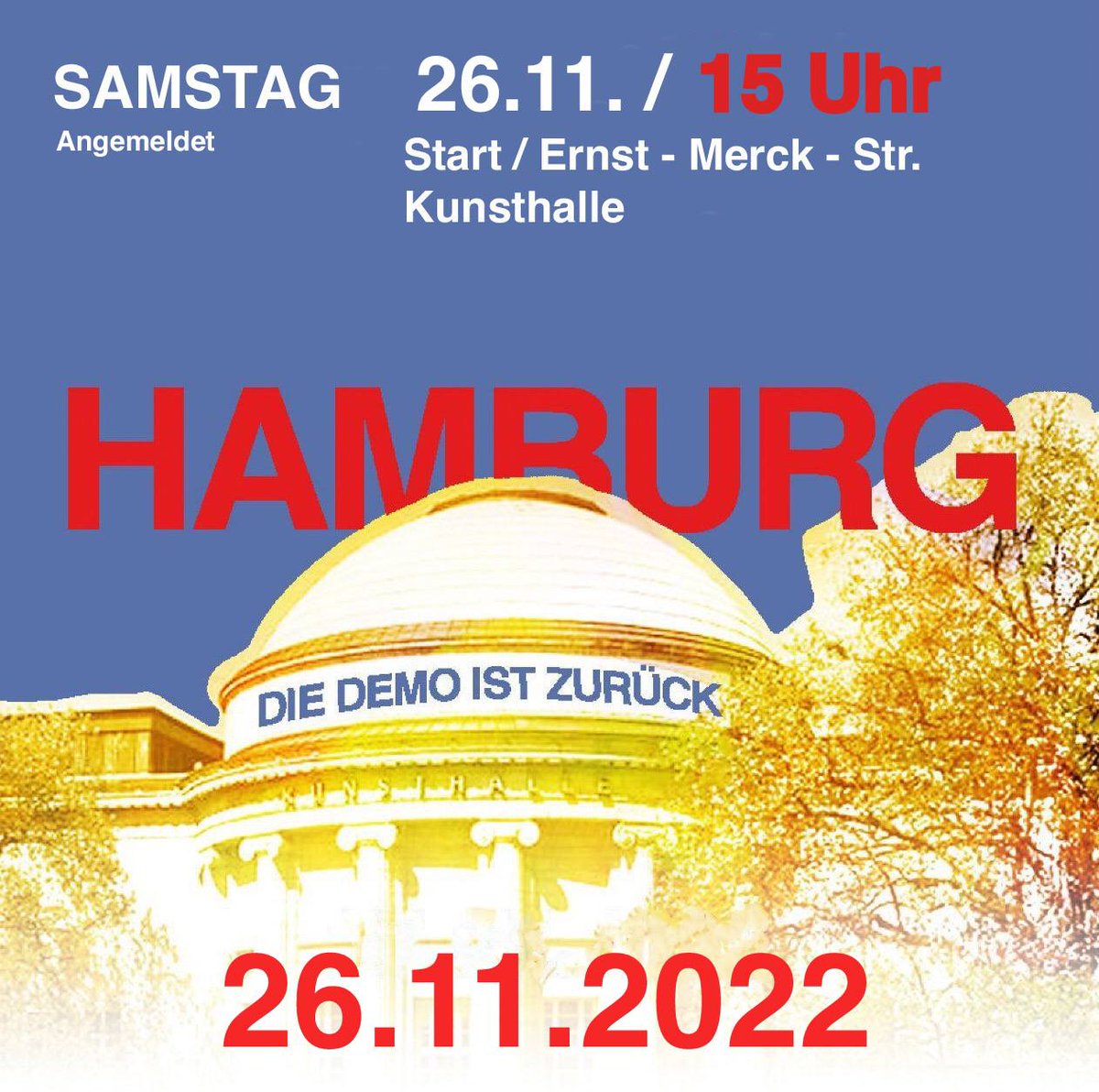 HamburgDemo's tweet photo. #HH2911
https://t.co/M5TF3CcZLL
#Hamburg

Samstag, 26.11. / 15 Uhr

Frieren. Pleiten. Impfpflicht.
Nein Danke!

Moderation
 @NMaleika Nina Maleika und Thomas K. https://t.co/3q4L5XOxlr