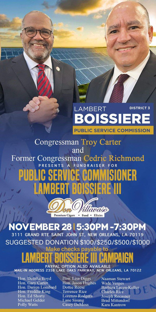 Join us on Monday at Don Villavaso. 
I appreciate all of your support and I look forward to seeing you there!