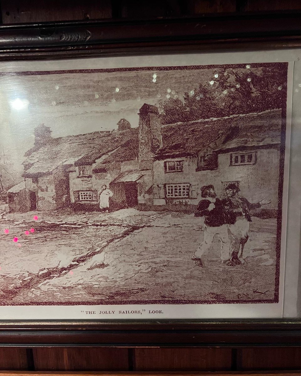jonathanboakes's tweet photo. Change of scenery; local pub, The Jolly Sailor, for a pint and pizza ๐บ ๐The old 500 year old Inn is haunted, obviously. Thereโs also a painting behind me that looks like a pixel art adventure game. If they move, Iโm outta here. #ghosts #looe #cornwall #pub #westlooe #pixelart https://t.co/1bLgL6dUr3