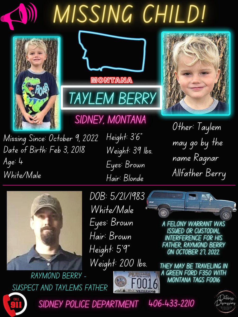 DutchGirlMB's tweet photo. Please #BringTaylemHome #MissingChild #Share this flyer out! @levi_truecrime @homegirl4missin @Telltheir_story @ArcticfoxTrue #TaylemBerry #SidneyMontana @Dutch4Missing https://t.co/4frF9CQfQX