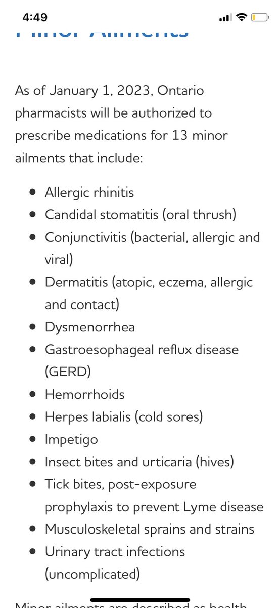 LisaBak2's tweet image. This is taken from the OCP Website.  These are the minor ailments.