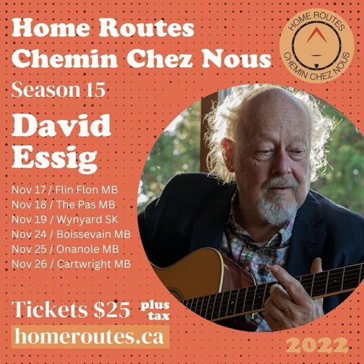 David Essig Music (@davidessigmusic) on Twitter photo Tonight my 2022 <a href="/homeroutes/">Home Routes / Chemin Chez Nous</a> tour takes me to the #Onanole Rec Centre, 386 Central Road.
Show is 7:00 pm - 10:00 pm. Tickets are $25.00 and will be available at the door. Please come say Hi.
#Manitoba #livemusic #rootsmusic #folkmusic #blues Tonight my 2022 <a href="/homeroutes/">Home Routes / Chemin Chez Nous</a> tour takes me to the #Onanole Rec Centre, 386 Central Road.
Show is 7:00 pm - 10:00 pm. Tickets are $25.00 and will be available at the door. Please come say Hi.
#Manitoba #livemusic #rootsmusic #folkmusic #blues