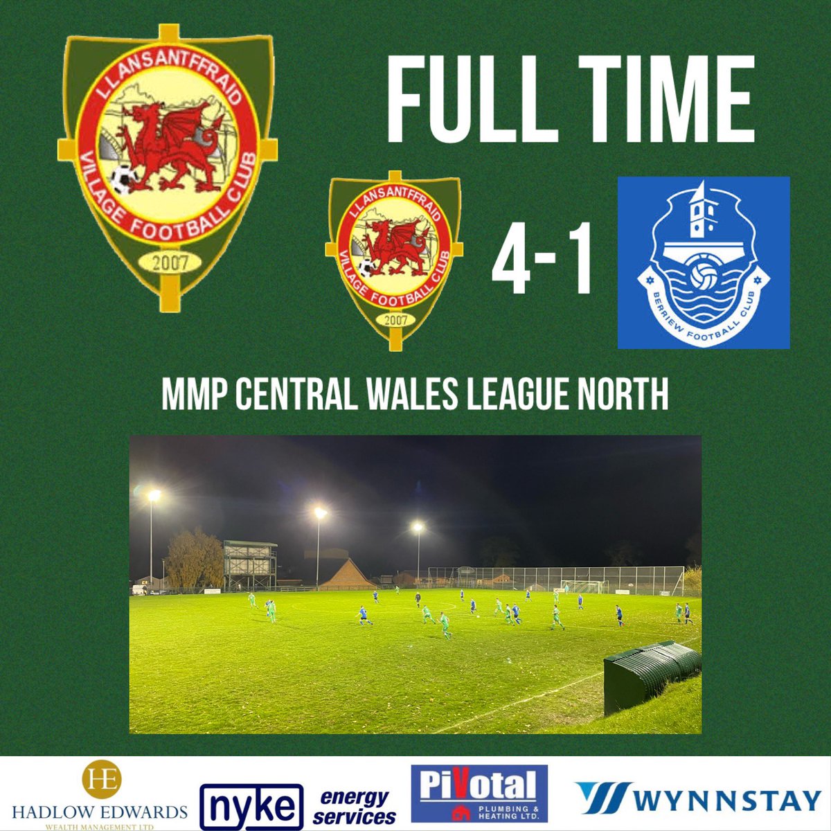 st_ffraidfc's tweet photo. 🟢⚪️ Full time ⚪️🟢
Llansantffraid 4-1 Berriew
Well earned win against a well organised opponent all the best to Berriew for the rest of the season! 
@adambiggs99 x2
Jay Brownfield
@Carruthers9 https://t.co/f4zE6b45RA