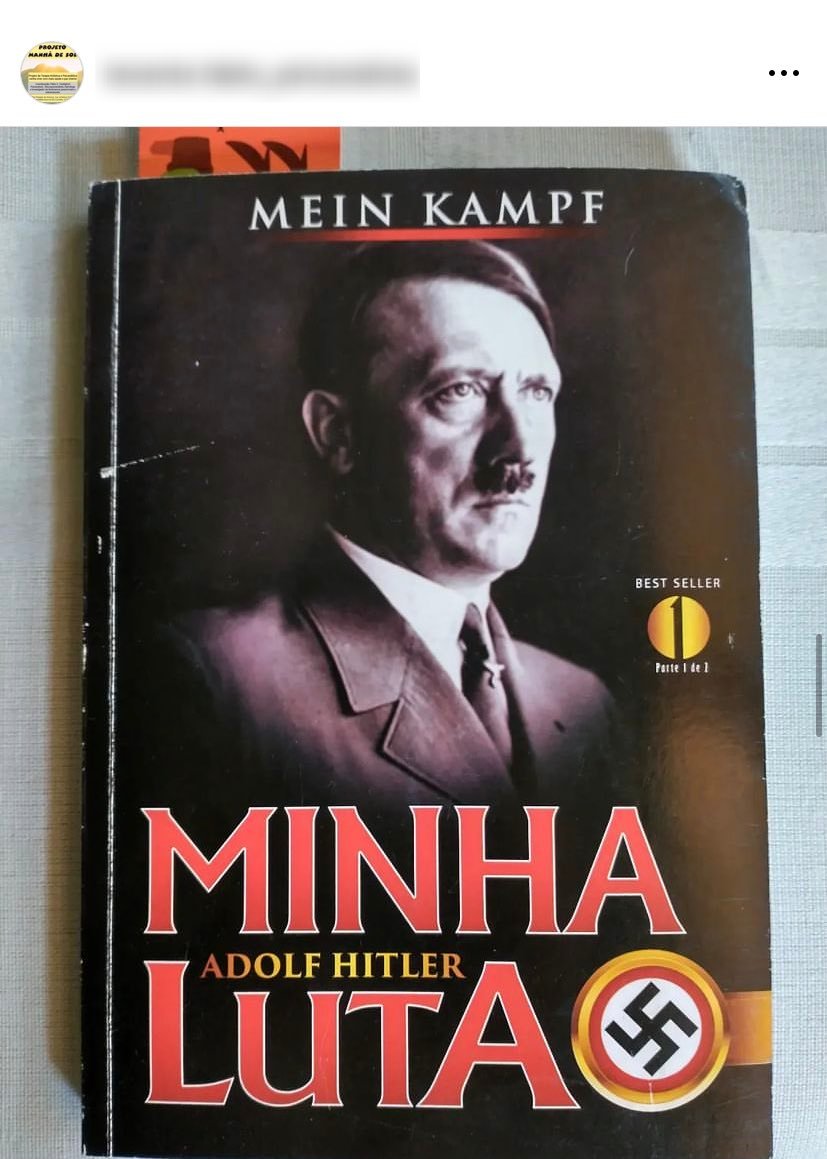 lazarorosa25's tweet photo. O Terrorista Nazista de Aracruz é filho de um tenente bolsonarista que postou foto do livro do Hitler nas redes sociais. Os grupos Neonazistas cresceram mais de 150% no governo bolsonaro. Esse é o tweet! https://t.co/SEDiaKsvfd