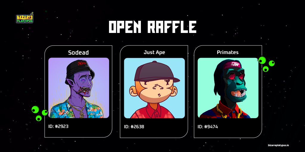 Hey gang how are u doing? 🛸
We have 3 ACTIVE RAFFLES on our page 🔥

✅ 1 NFT <a href="/SoDeadNFT/">SoDead</a>
✅ 1 NFT <a href="/justape_/">Ape. 🍌</a>
✅ 1 NFT <a href="/Primatesnft/">Primates🌿</a> 

Don't miss your chance to win, buy your tickets using $CYRUS 🔥
Good luck to all! 

#Raffles #Solana #NFT