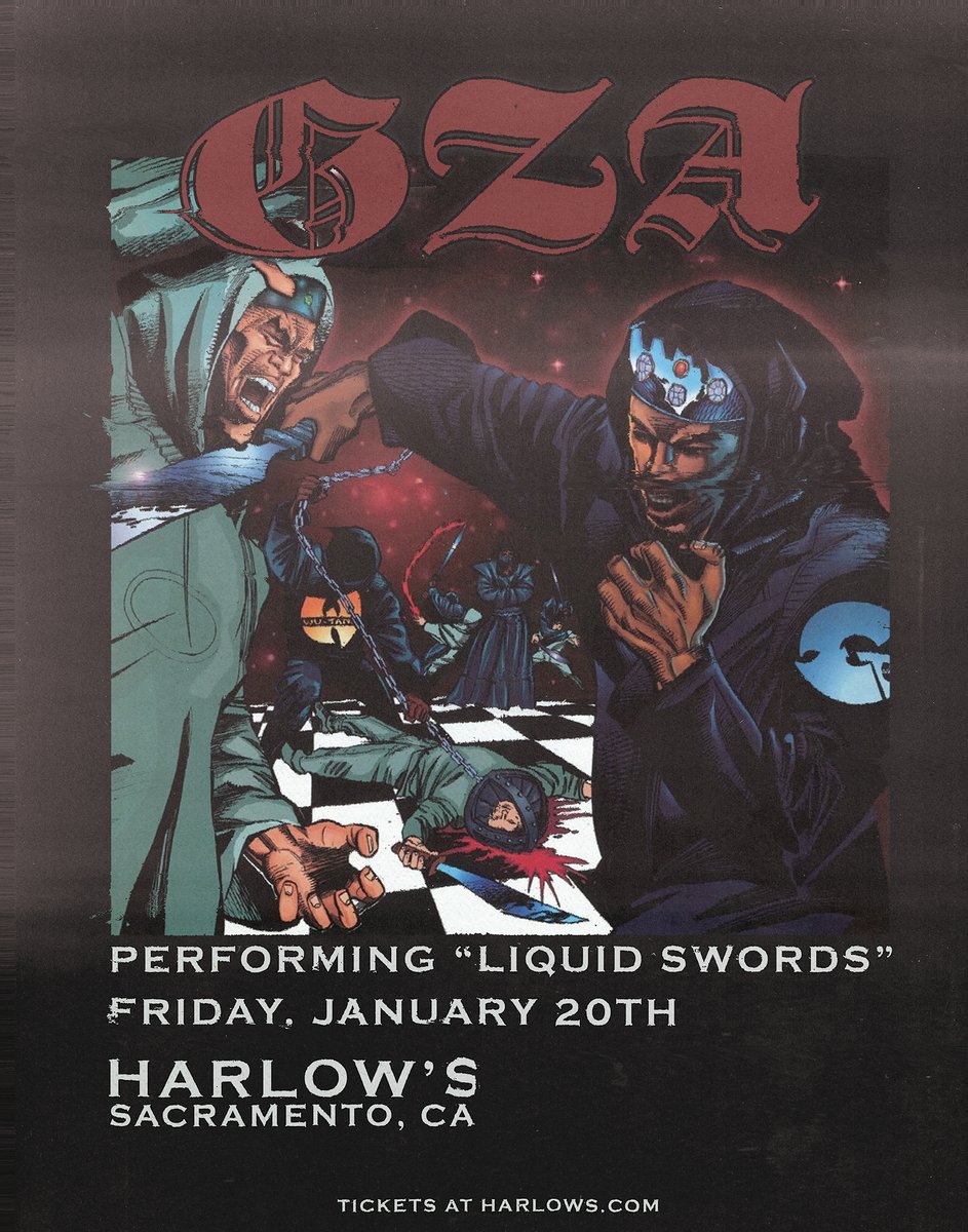 ❗ON SALE NOW❗️ Friday, January 20th → Come see GZA perform 'Liquid Swords' in full - plus an opportunity to wreck or get wrecked in a game of chess with the legend himself!!!♟️ 🎟️ bit.ly/GZALiquidSwords @TheRealGZA @FocusedNoise #wutangclan #gza #liquidswords #chesstournament