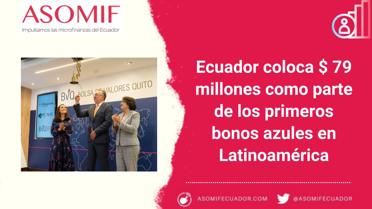 AsomifEcuador's tweet photo. ¿Sabías que Ecuador coloca $ 79 millones como parte de los primeros bonos azules en Latinoamérica? 💵 📊♻️Enterate aquí: 👉🔗 https://t.co/JC8ZRRiwJz
#Ecuador #bonosAzules #LatinoAmerica #inversiones #ecologia https://t.co/asNU5XmaRM