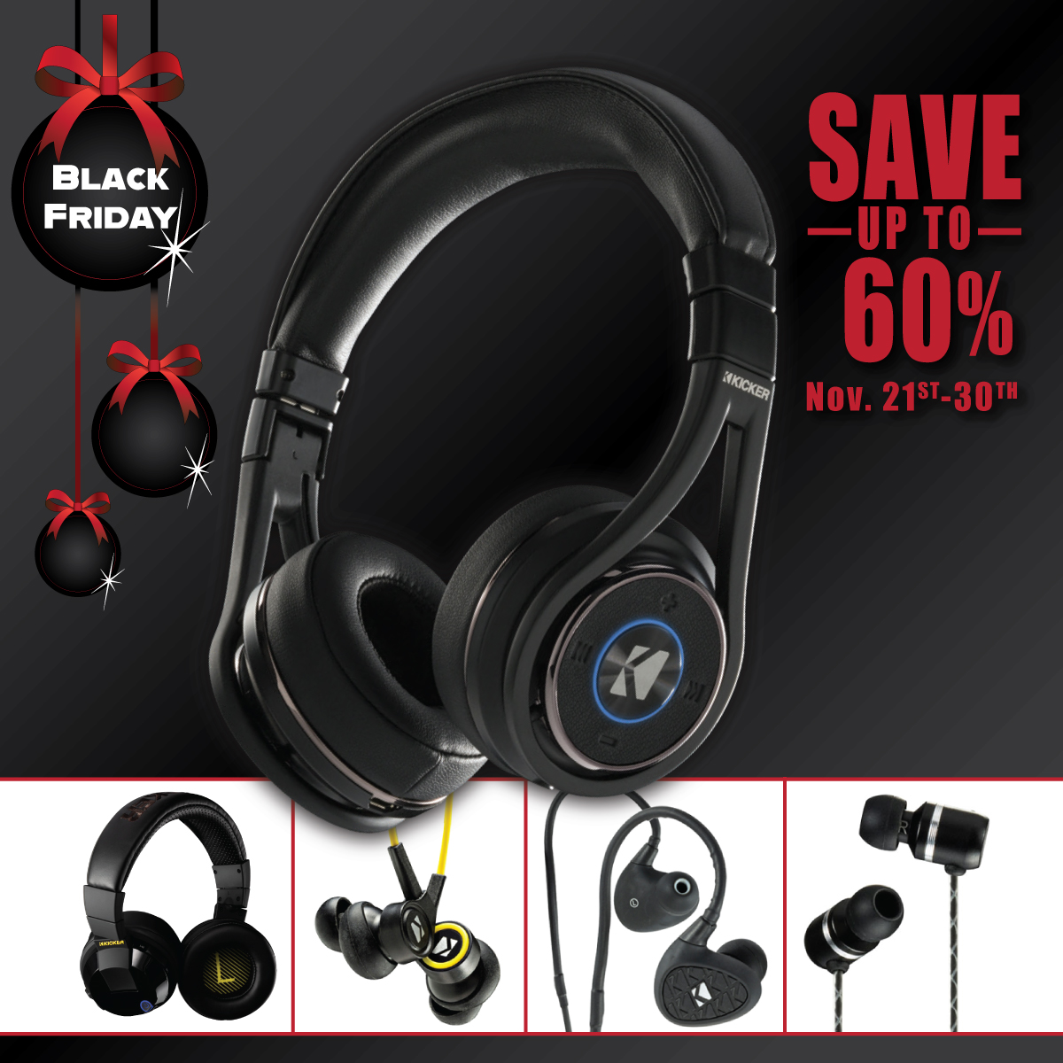 It's KICKER Black Friday Savings! Close your eyes and let the music surround you with rich, velvety tones anywhere you go. See the deals: kicker.com/headphones #kickeraudio #blackfriday #earbuds #headphones