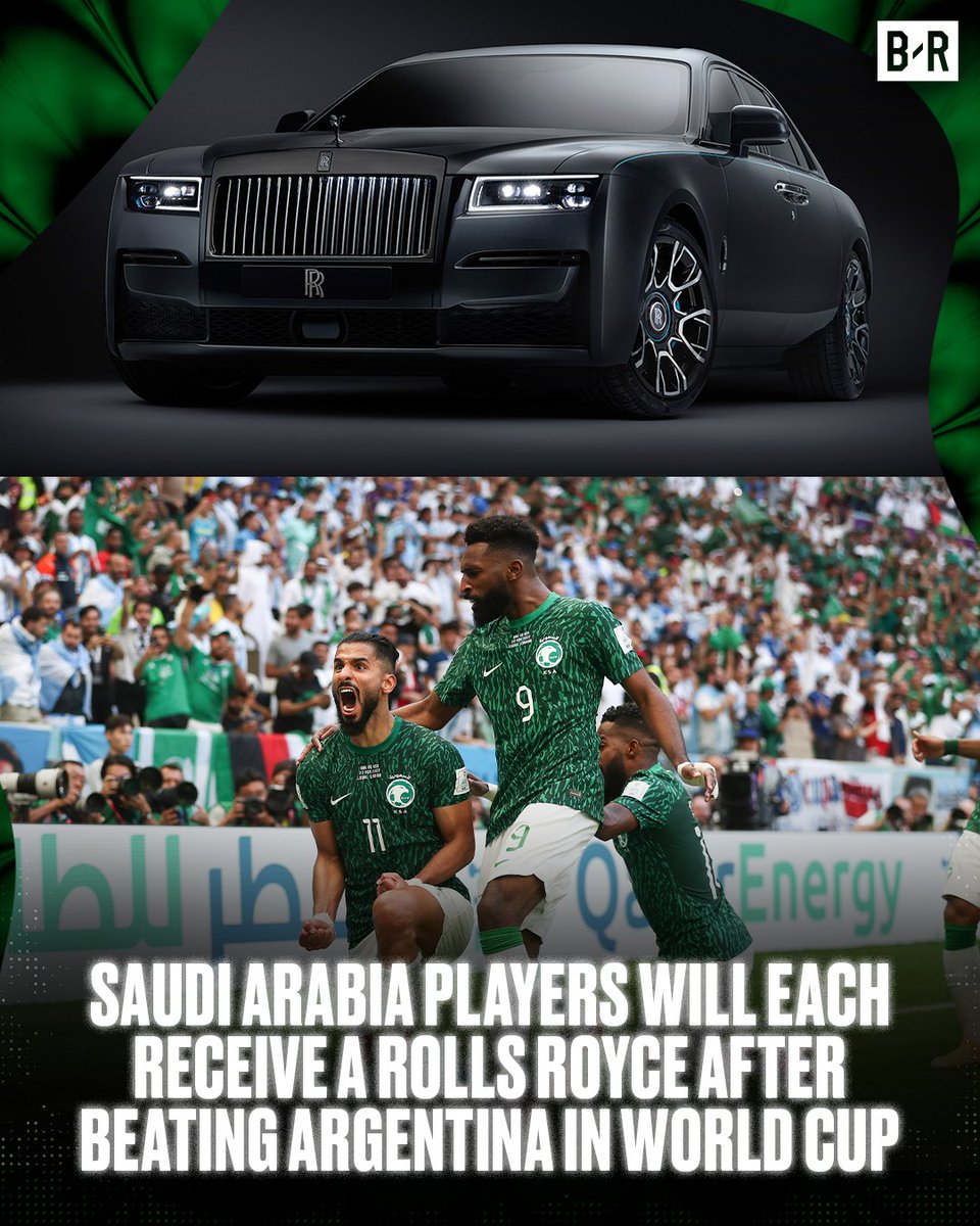 BleacherReport's tweet image. Saudi Arabia players are being rewarded after their historic win over Argentina.