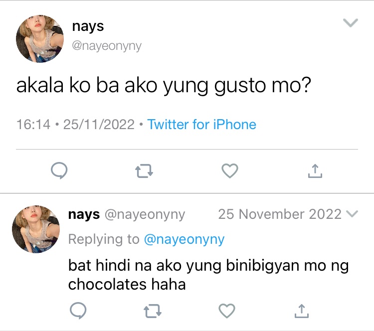 chasing you. 🫶
— a #minayeon au 

mina, your typical extroverted thomasian, likes a specific girl named nayeon whom she has been chasing for almost a year now. but what if she suddenly gets tired of doing so?