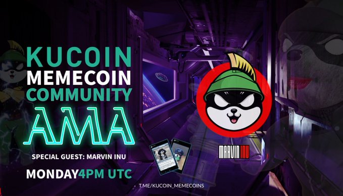 Nft3Rafael's tweet photo. $Marvin is holding an AMA with #Kucoin #memecoin on November 28th! 

Y'all don't wanna miss it! We all gonna be there! 
#MarvinInu #BNB #SHIB #DOGE https://t.co/O4EPjUMwd2