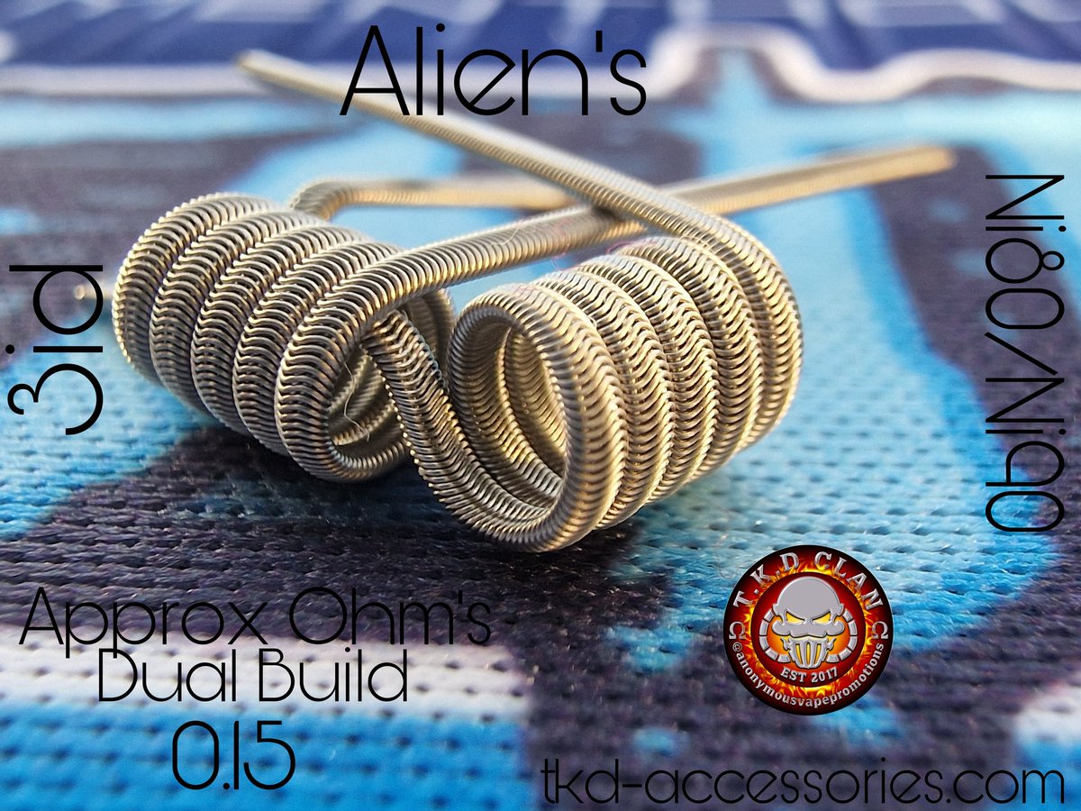 JohnnyBoyIsCraz's tweet photo. Alien's from @thekilteddevil1 high quality hand crafted coils made from only the finest quality wire why not treat yourself to some today you won't be disappointed https://t.co/Q1qeI6Yr0N
#TKDcoils
#TKDClanmember
#TKDvapinggroup
#TKDcoilsrespect
#TKDcommunity https://t.co/5XuvrH4cXg