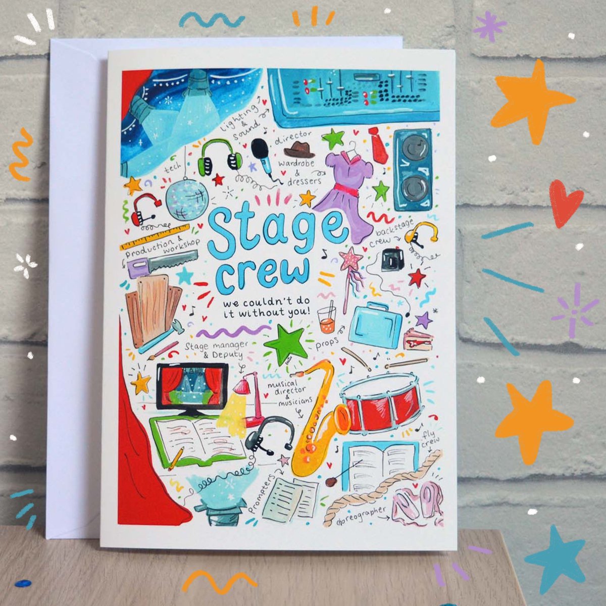 EvieAliceDesign's tweet photo. New!! 💃🌟🎭 perfect for the stage crew members in your life, or anyone who loves the backstage life 💕
🏷 #theatre #crew #cast #backstagecrew #crewcard #backstage #lightingcrew #soundcrew #tech #scenery #scenicartist #stagemanager #wardrobe #choreographer #illustration #art https://t.co/KhYN1F0mNW