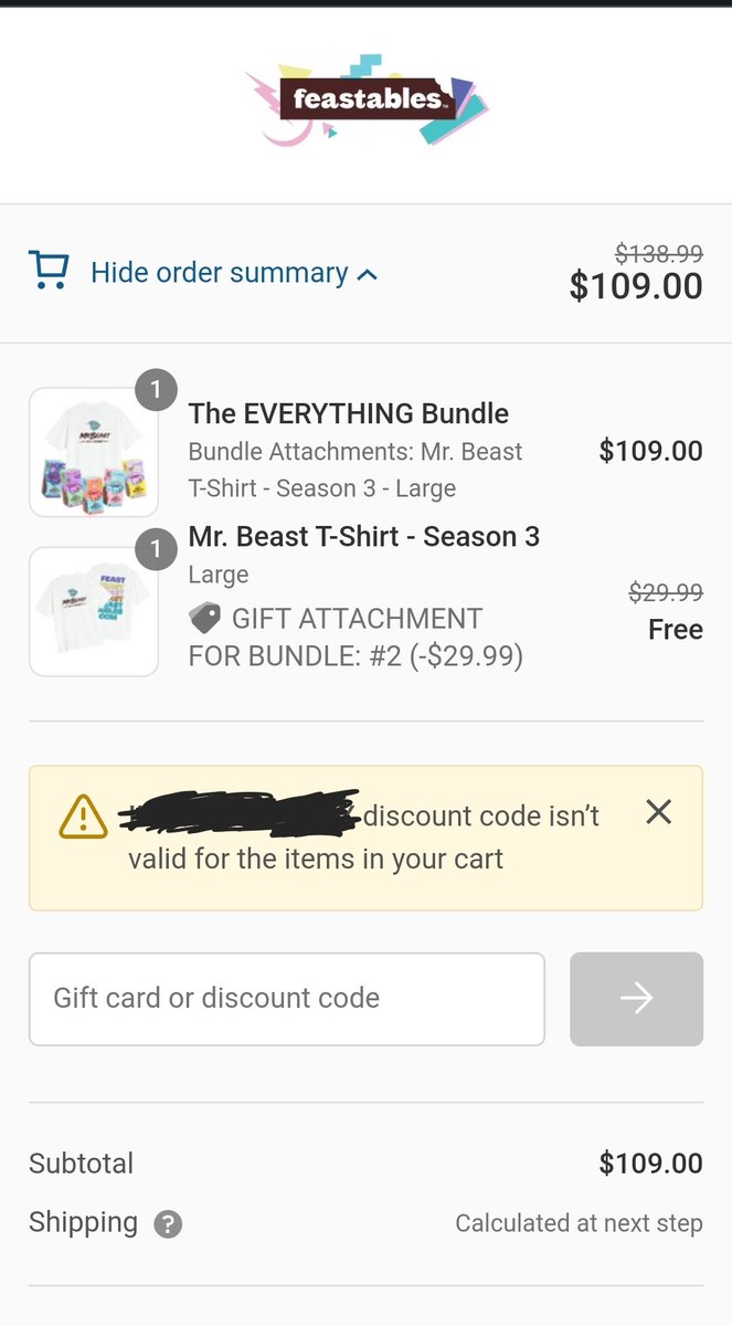 MTBHolt's tweet photo. @MrBeast COME ON I WAS SO CLOSE. THE CODE WENT THROUGH, BUT THEN CHANGED AFTER PAYPAL LOGIN https://t.co/kFgkW2cIIm