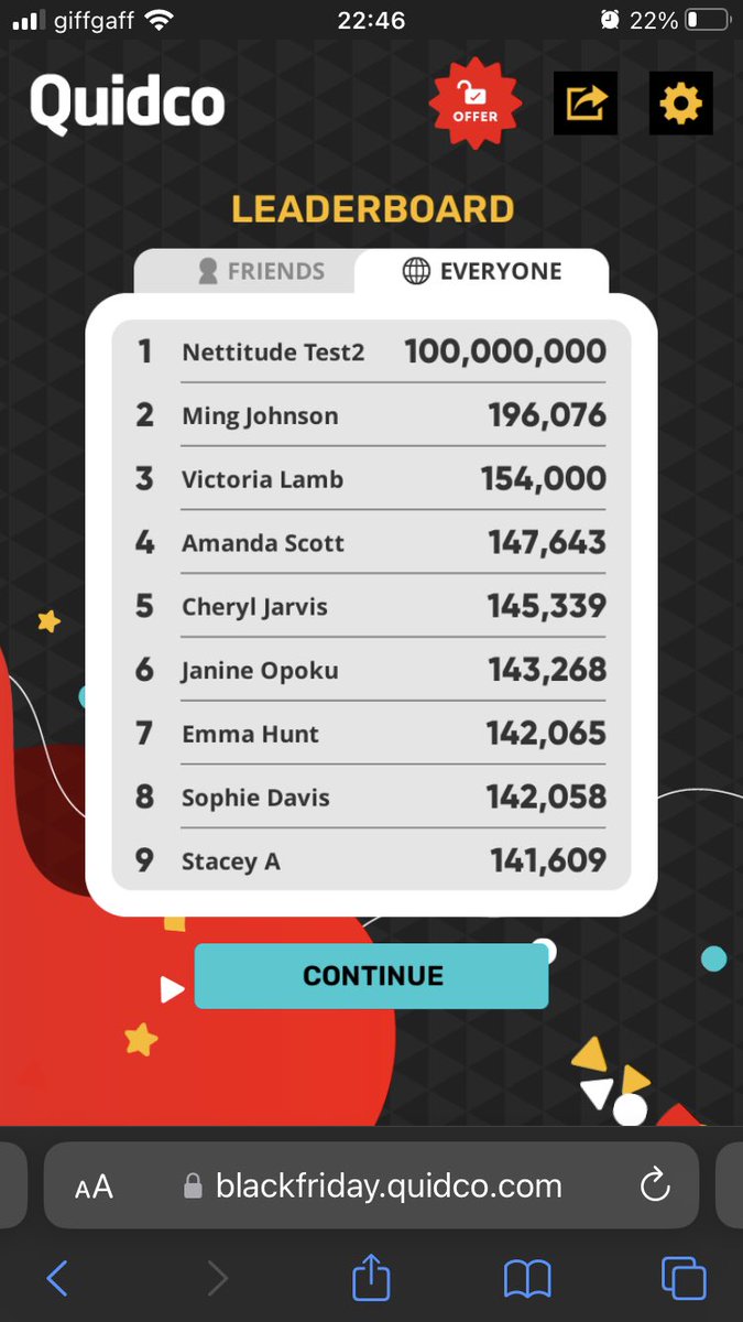 henrymatter's tweet photo. Hey @quidco, has someone hacked your game or am I just completely rubbish? 🤣 https://t.co/UErtueNHKb
