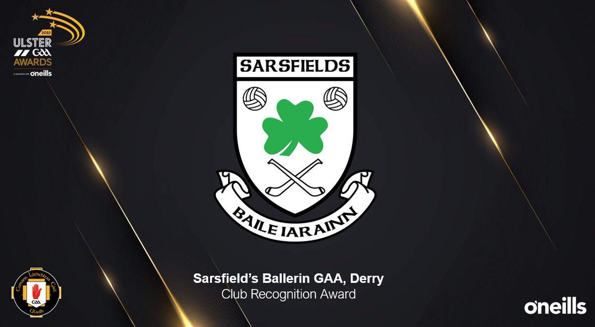 UlsterGAA's tweet photo. An Ulster GAA Club Recognition Award for @ballerin_gac @Doiregaa 🏆

#UGAAAwards22 https://t.co/QpnigihBgH