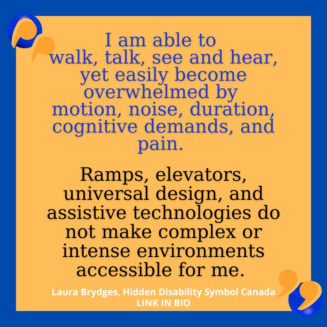 HDSCanada's tweet photo. Although I have all my senses, I become easily overwhelmed by motion, noise, duration and cognitive demands.
👉 Join our movement to implement a National Hidden Disability Symbol to help make a positive difference in the Hidden Disability community 🇨🇦 LINK IN BIO
•
#mentalhealth https://t.co/STwG0f8K0o