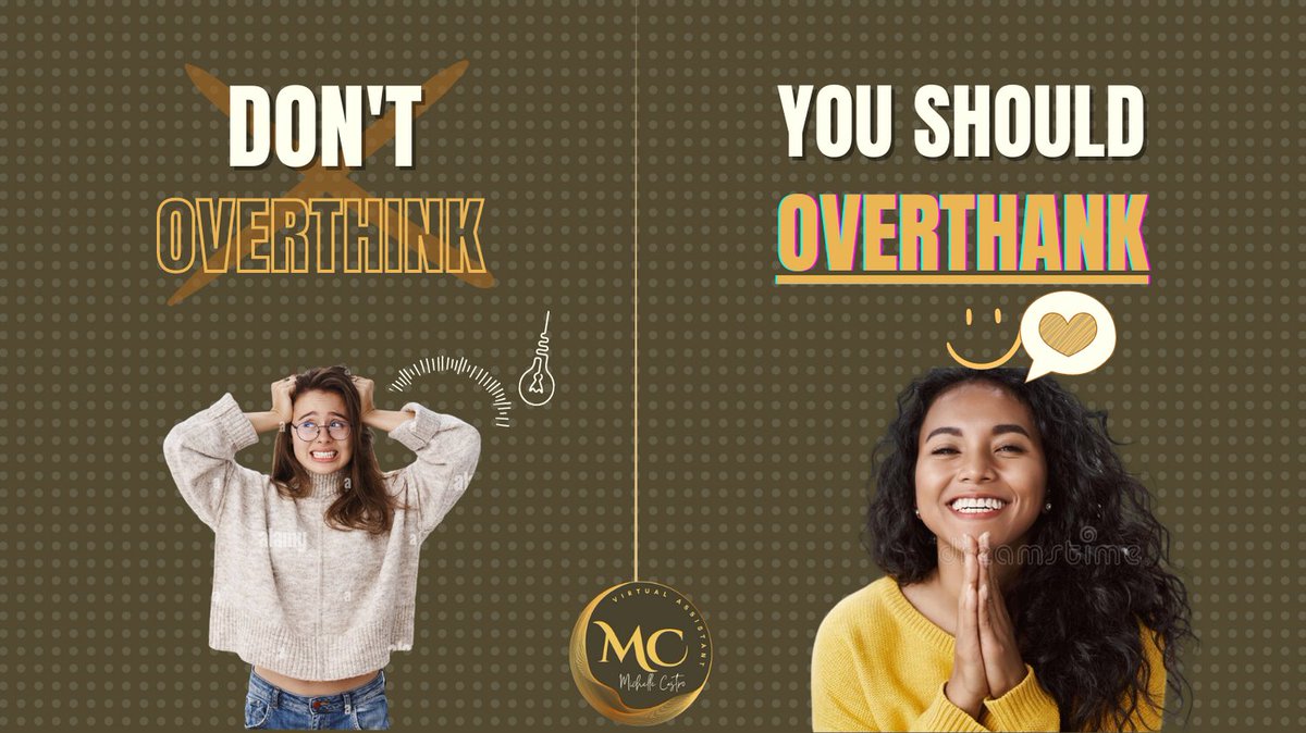Michelle081989's tweet photo. Don't think of what can go wrong, but always think about what can go right. 👌 Overthinking can create an endless cycle of stress and worry, which can ultimately cause you to feel less prepared, motivated, and confident.
#NotoOverthinking #PositiveVibes #virtualassistantlife https://t.co/dV0oNKBAJl