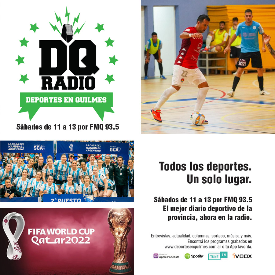 #DQRadio | Mañana, de 11 a 13: #ManuelaPizzo, referente de #LaGarra subcampeona en los #SurCentro; y #LucianoCamilli, figura del #IbizaFutsal. Además, analizamos el Mundial con #RoiTamagni desde Catar.    
.
Escuchalo por FMQ 93.5 y deportesenquilmes.com.ar