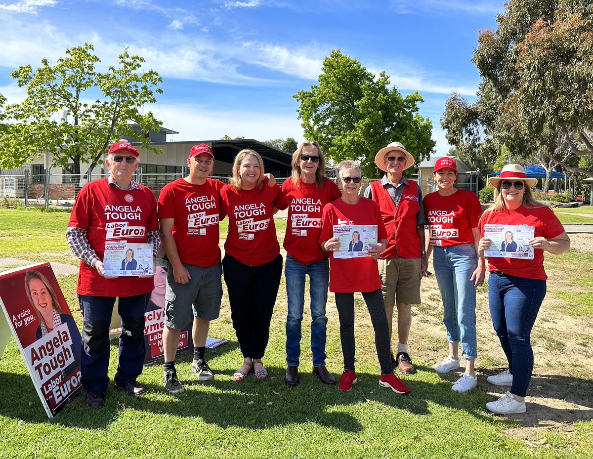 Happy election day! Labor proud in #Benalla (in front of the secondary college that we are rebuilding) #doingwhatmatters