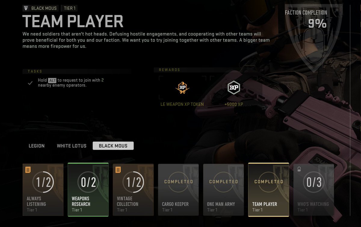 Bearlauncher's tweet photo. This mission should be one of the first you do, not locked behind completing tier 2 for the other 2 factions @CallofDuty https://t.co/r7keusXOoY