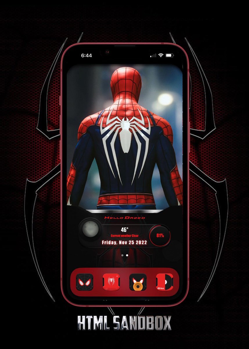 Dazednconfuzed4's tweet image. #HTMLSandboxV2 by @thewaytozion #iNNOVATION old theme of mine.  Layer by @Attairdu57slm Parker 2.0 icons by @MaeloArt With lil’ bro @sel6012000 @rudytown010 #iOS16 #Spiderman #nojailbreak  AE by @m37h_1 Weather icons by @TeboulDavid1