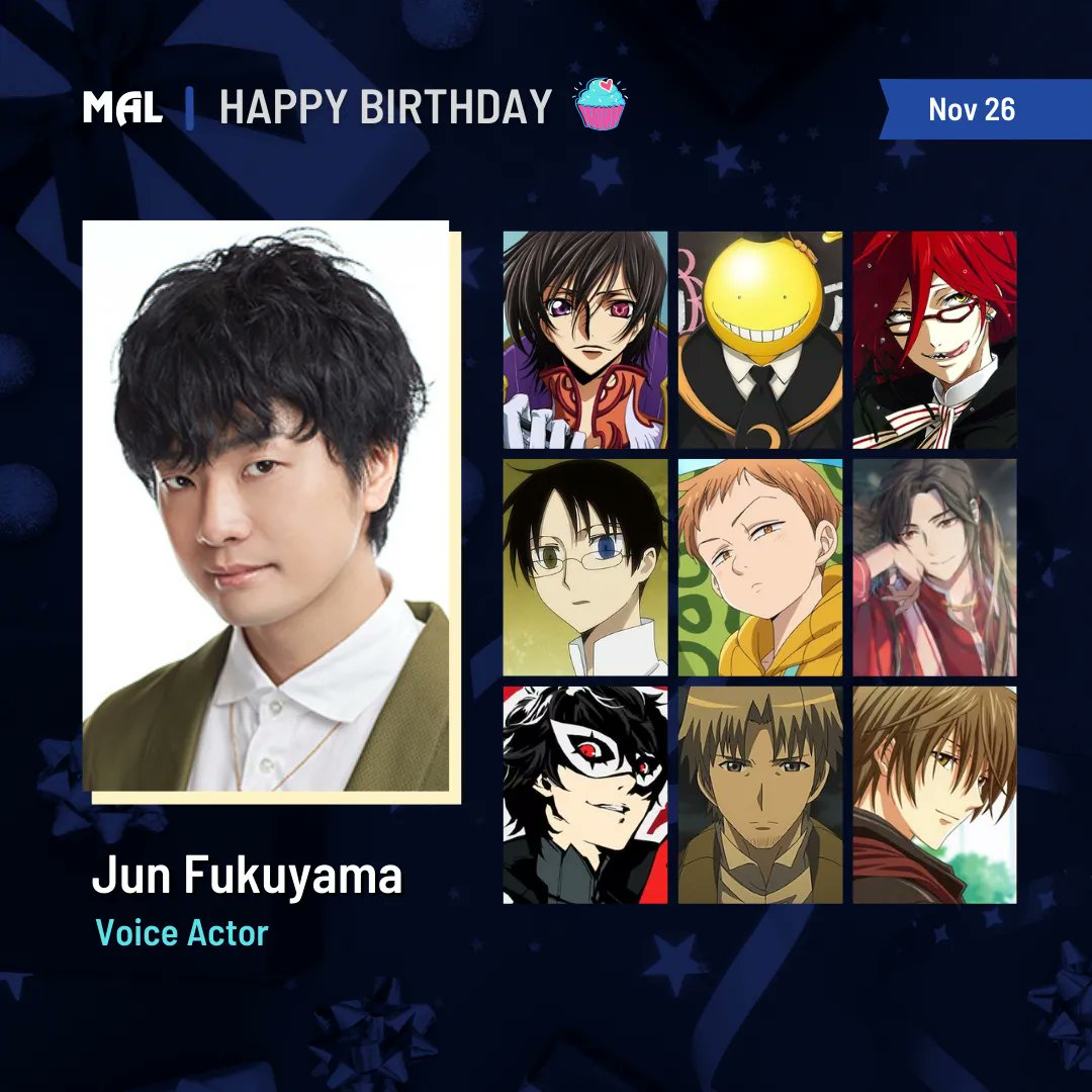 Setsu-Ani - Happy Birthday to Jun Fukuyama!! 🎉🎉🎉 FukuJun turns 45 today!  He is a Japanese seiyuu and singer. At the first Seiyuu Awards held in  2007, he won the award for