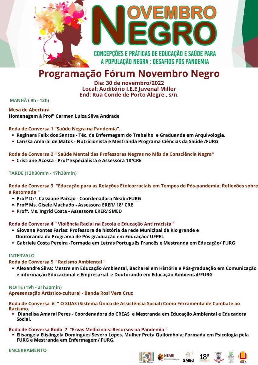 rgneabi's tweet photo. Dia 30/11 teremos algumas atividades em decorrência do novembro negro na escola Juvenal Miller, como rodas de conversas e apresentações artísticas, durante o dia inteiro! O tema principal é educação e saúde para a população negra: desafios pós pandemia

Esperamos vocês! https://t.co/juhpF0Mj5z