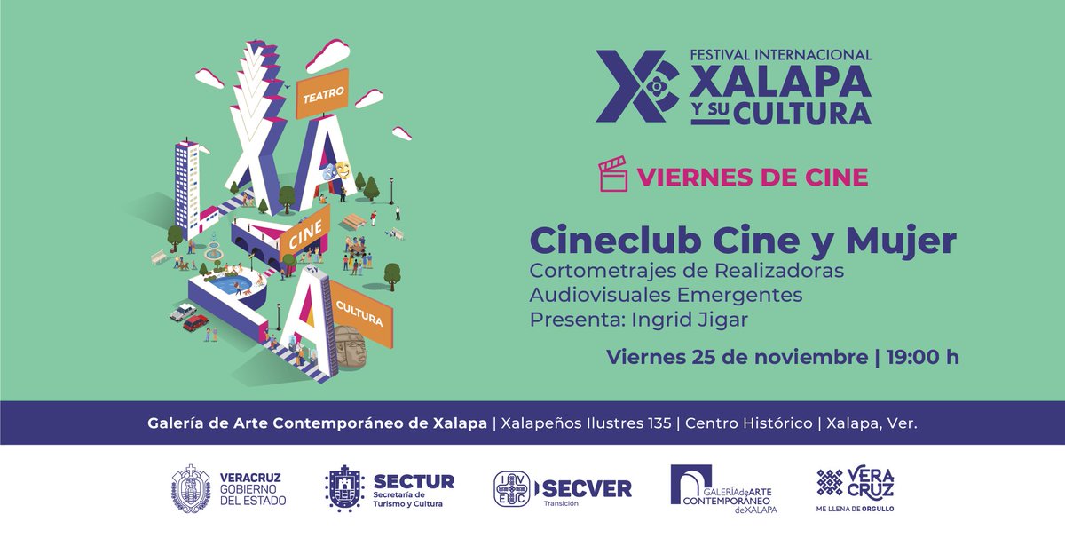 GACXalapa's tweet photo. Después de las dos charlas magistrales sobre cine, toca el turno al Cineclub @CineMujer, con la proyección de cortometrajes de realizadoras emergentes. No te pierdas esta función a las 19:00 horas la cual estará llena de reflexiones y será presentada por Ingrid Jigar. https://t.co/FxfhyRnJKN