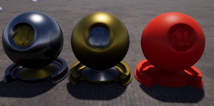 EthanPrce's tweet photo. Did some basic materials on UE4:
Gold
Silver 
Plastic
#UnrealEngine #gamedevelopment #novice https://t.co/oAle3K599H