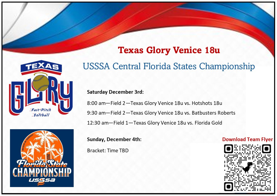 Glory18u_Marino's tweet photo. Hey Coaches! If you're in the area of Fortune Rd. Athletic Complex, please stop by @UsssaFlorida Central Florida State Championship. @MiaFlores2406 @cayz34 @EmmaBaltzersen @saremi_24 @SamanthaStuderr @jersie_rohde @Mirandagill2023 @JillLangleyy @kaylie_rhoden @AvaPlaneta_2024 https://t.co/A3khfc1edm