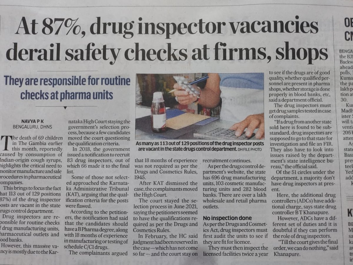 Deekshachetan's tweet photo. Drug inspectors waiting for appointment since 5years . When will the government wake up https://t.co/iWPT3R8cnK
