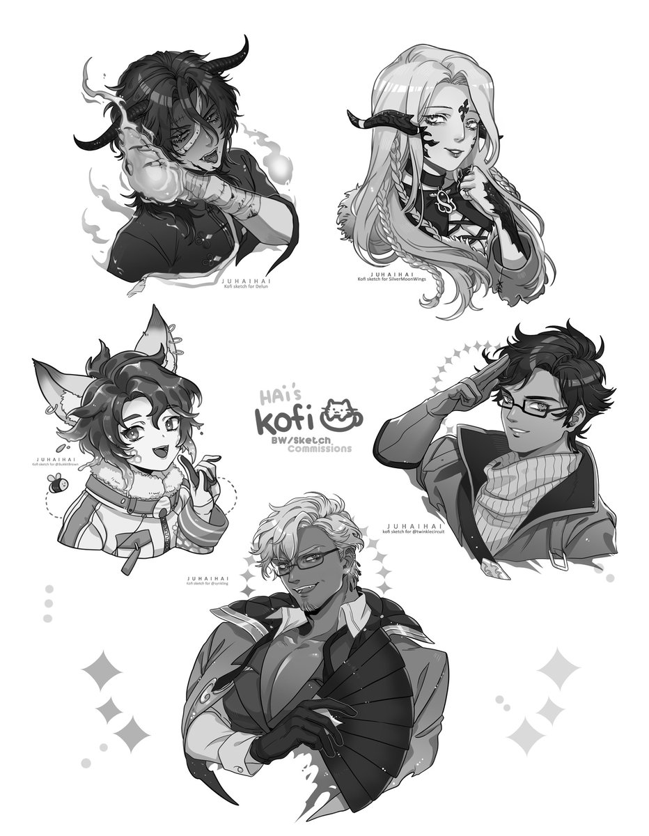 [COMM] Kofi bw sketch comm! Last batch done~ ☕️☕️☕️ Thank you very much everyone! ^^ 