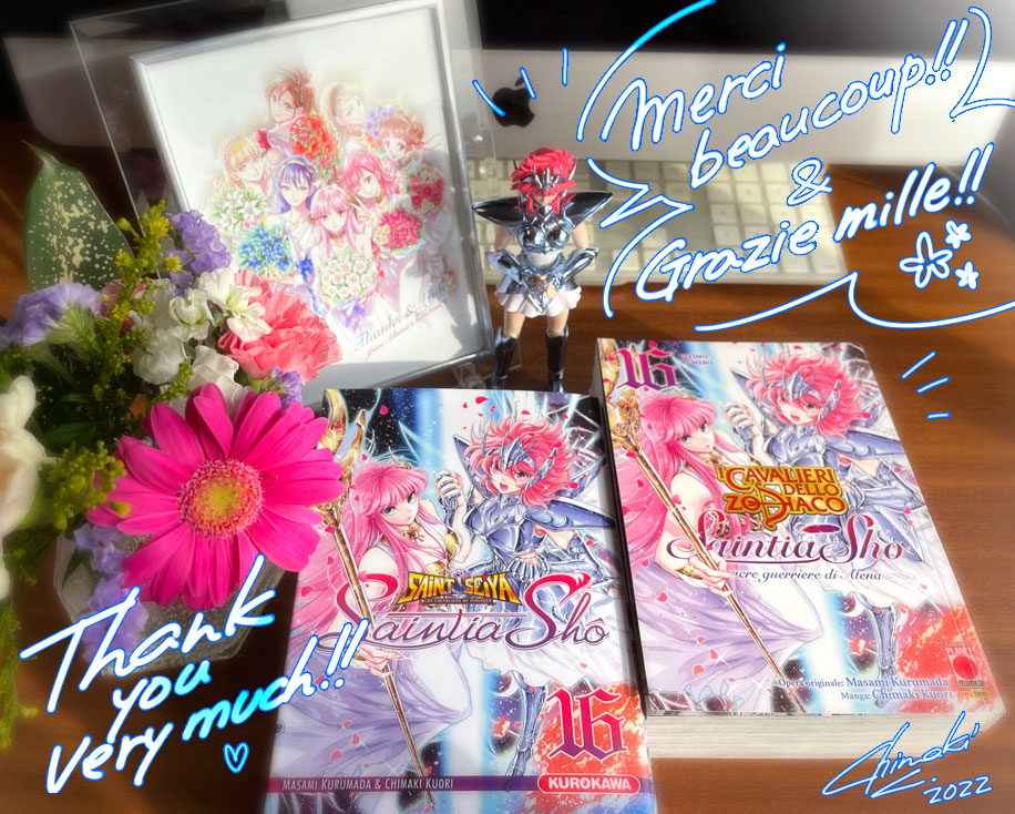 I recently received French & Italian version the Final 16 volume of 'Saint Seiya Saintia Sho”!!🎀💐 @Kurokawa @PaniniComicsIT Thank you to all the people who have bought and supported the official overseas translation publications!! ❤#SaintiaSho