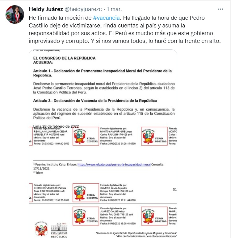 whuacasi's tweet photo. Heidy Juárez sobre el gobierno de Pedro Castillo:

4/2/22: "Este gobierno es una caricatura".

8/2/22: "El presidente vive en una realidad paralela (...) El problema es él".

11/2/22: "El gobierno más incapaz y ladrón de la historia".

1/3/22: "Gobierno improvisado y corrupto". https://t.co/b7KRxY1HqI