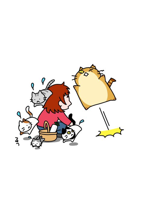 「brown hair cat on head」 illustration images(Latest)